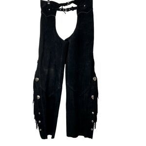 Harley-Davidson Black Leather Fringe Chaps